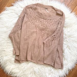 Free People Thin Knit Sweater, sz S. It’s a brown beige color. Could fit M/L